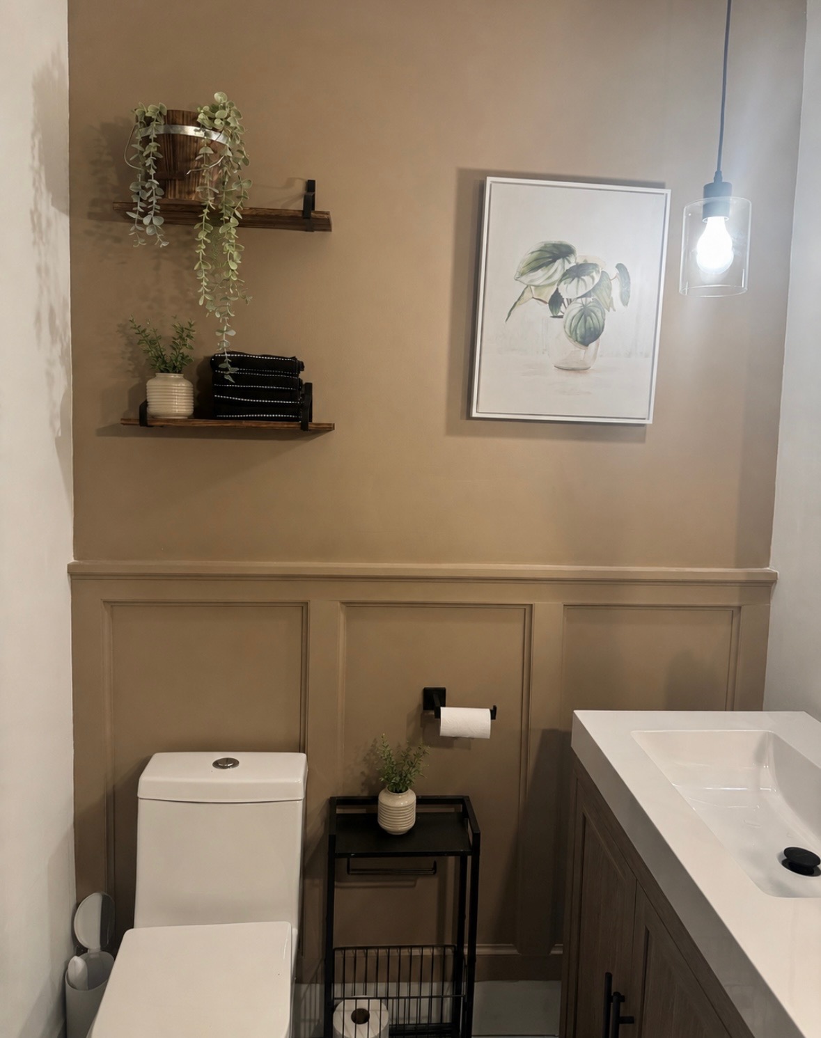 Bathroom picture-frame molding by The Worksmith Accents